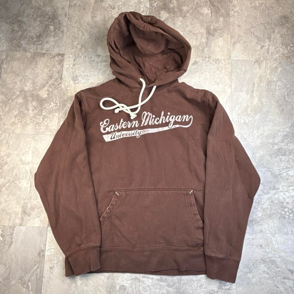 Vintage Brown Eastern Michigan University Graphic Hoodie Medium